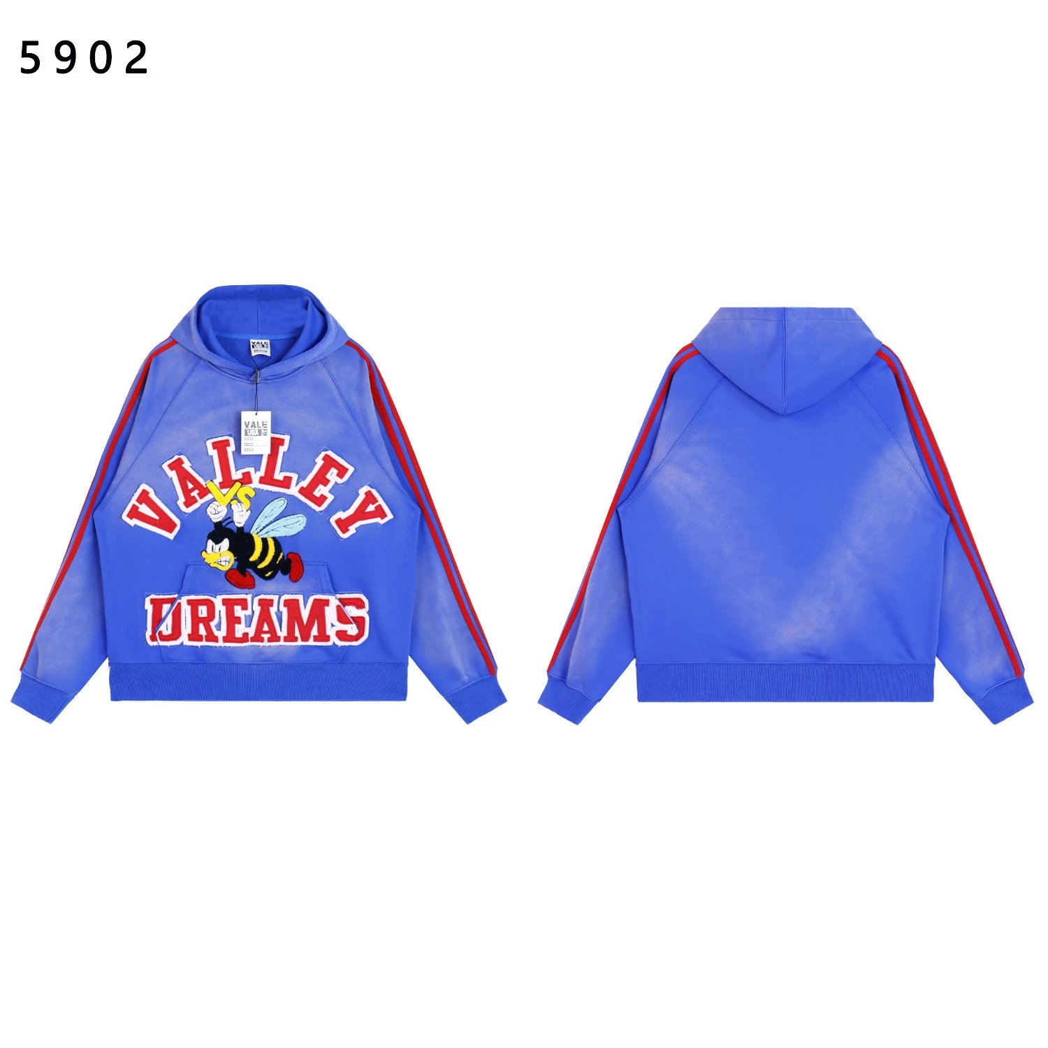 Vale Forever Matching Sets Bee graphic striped hoodie and sweatpants set — 5902 blue