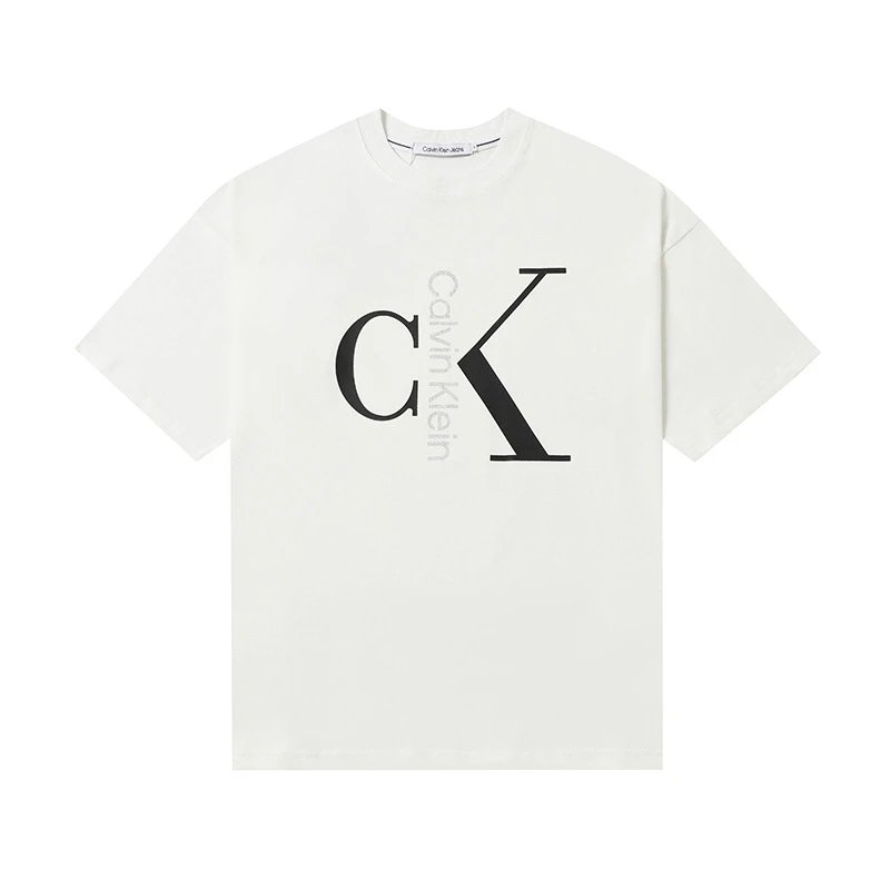 Calvin Klein T-Shirts Logo-print crew-neck short-sleeve — 512 white