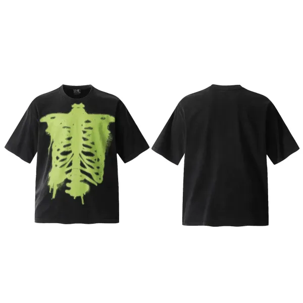 Design 50 / 50 Skeleton Spray Paint T-Shirt Black T-Shirts - 1