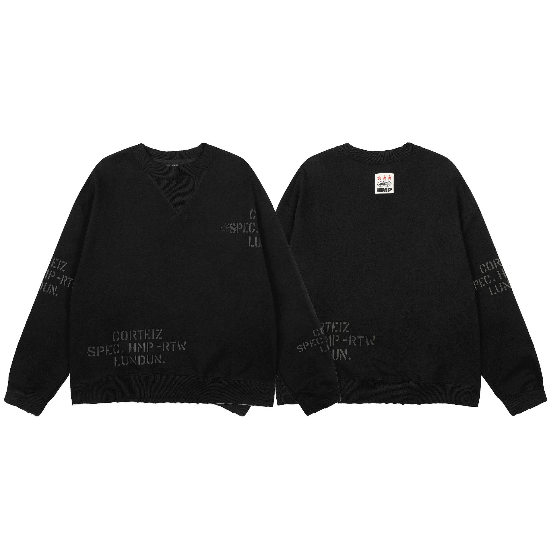 Corteiz Hoodies & Sweatshirts Zip-up hooded sweatshirt with embroidered chest emblem — 521 Black top