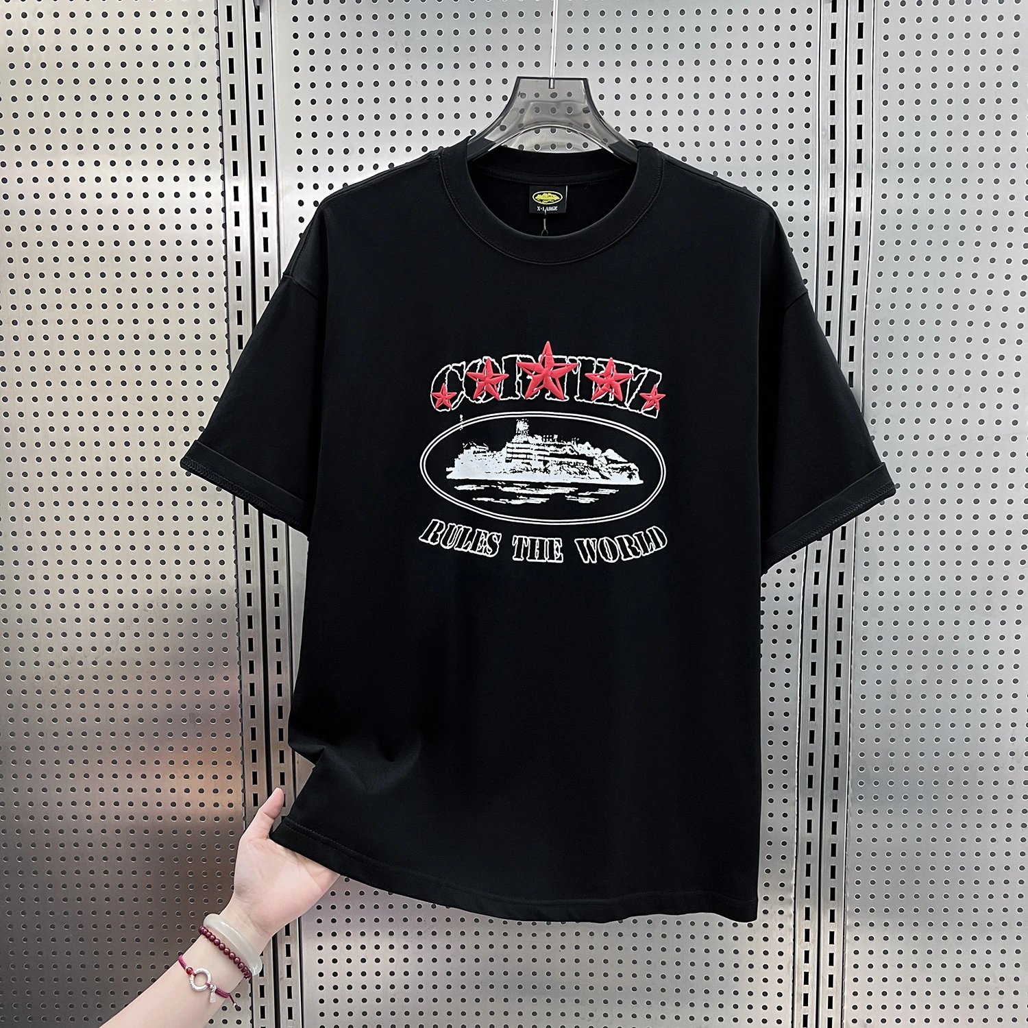 Corteiz T-Shirts Short-Sleeve Script Logo T-Shirt — 5926 Black