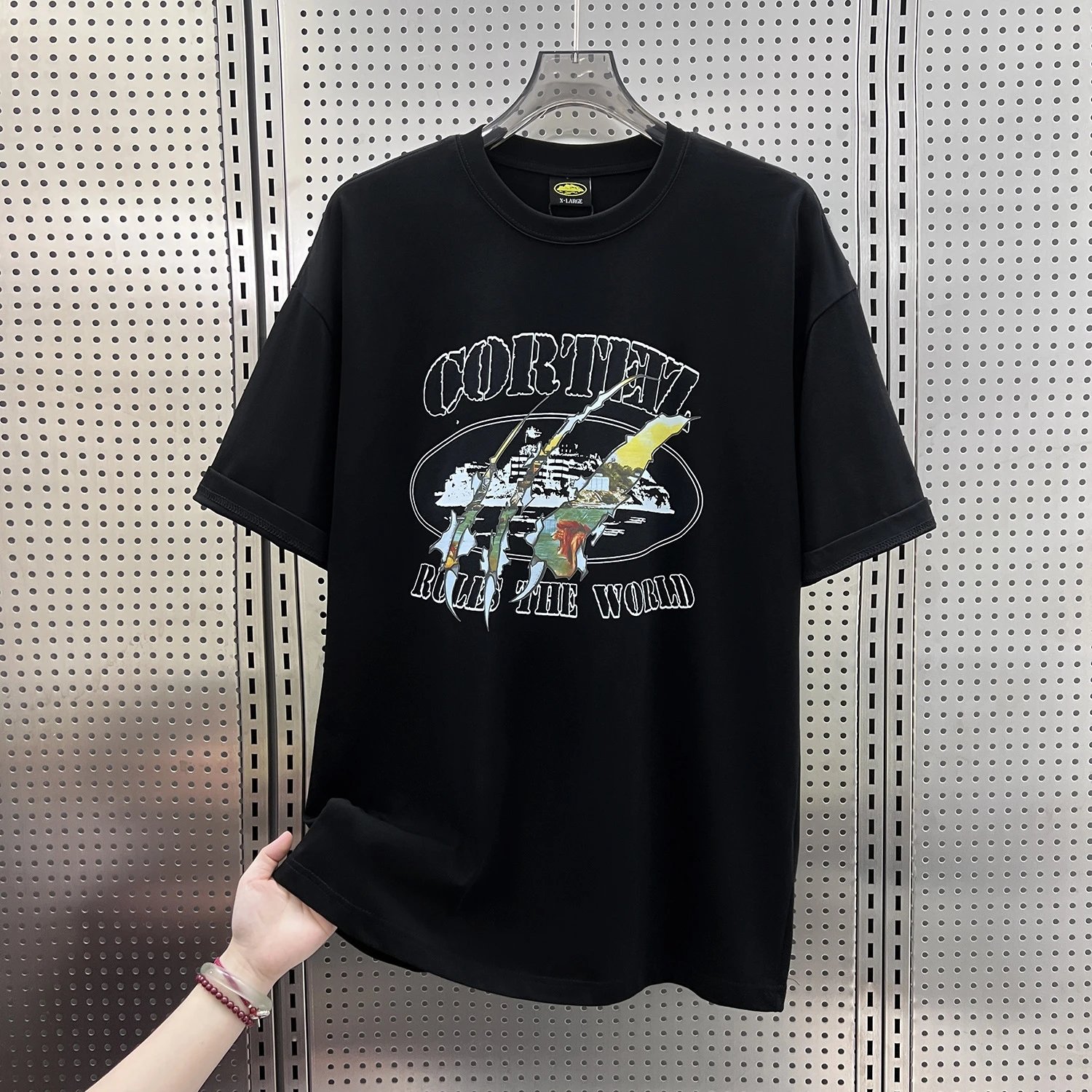 Corteiz T-Shirts Short-Sleeve Script Logo T-Shirt — 5932 Black