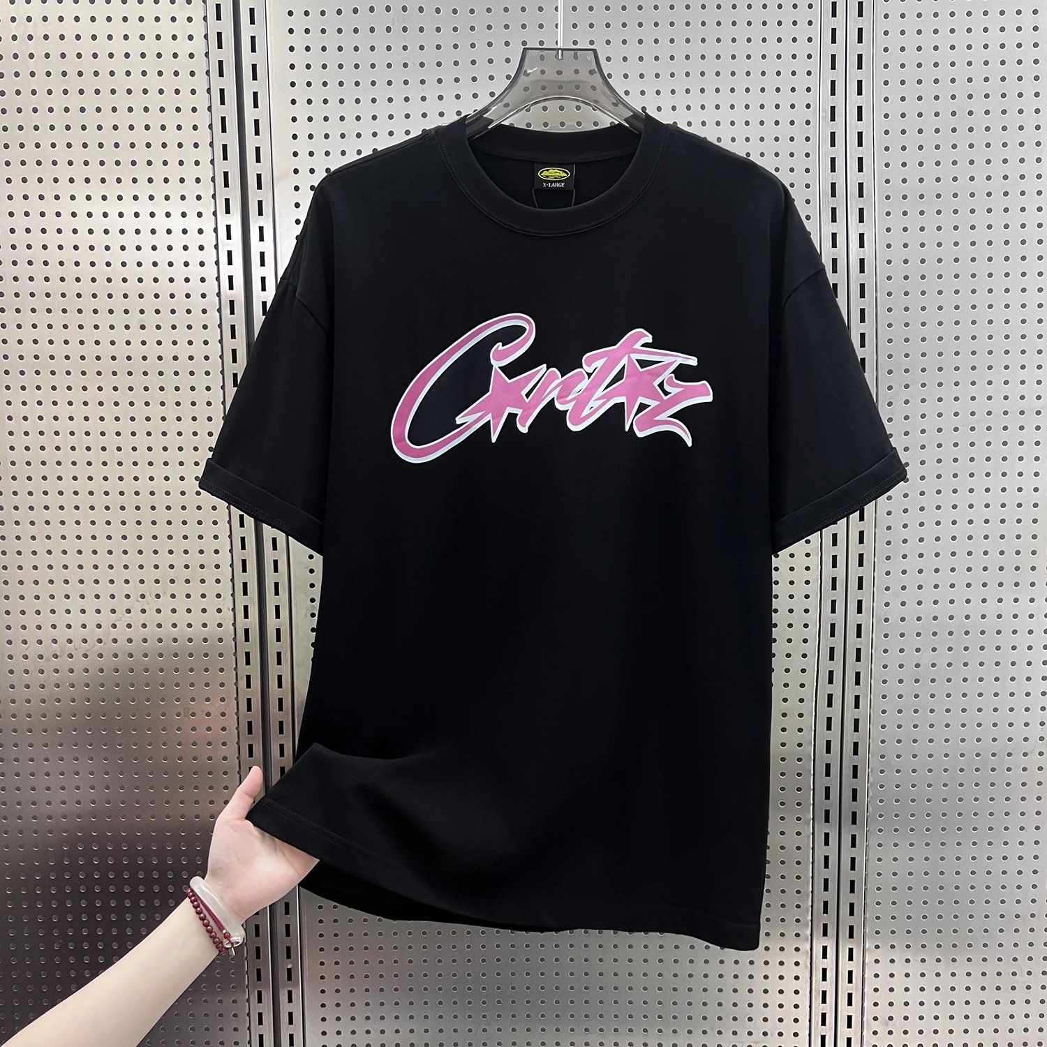 Corteiz T-Shirts Short-Sleeve Script Logo T-Shirt — 5934 Black