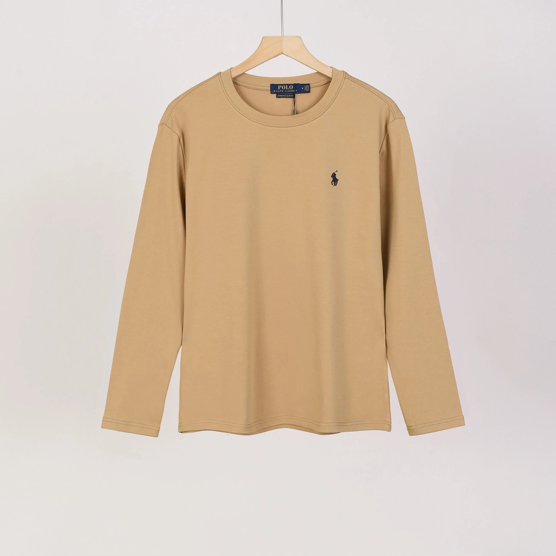Polo Ralph Lauren T-Shirts Long-Sleeve Crew-Neck Embroidered Logo — 1510 Khaki