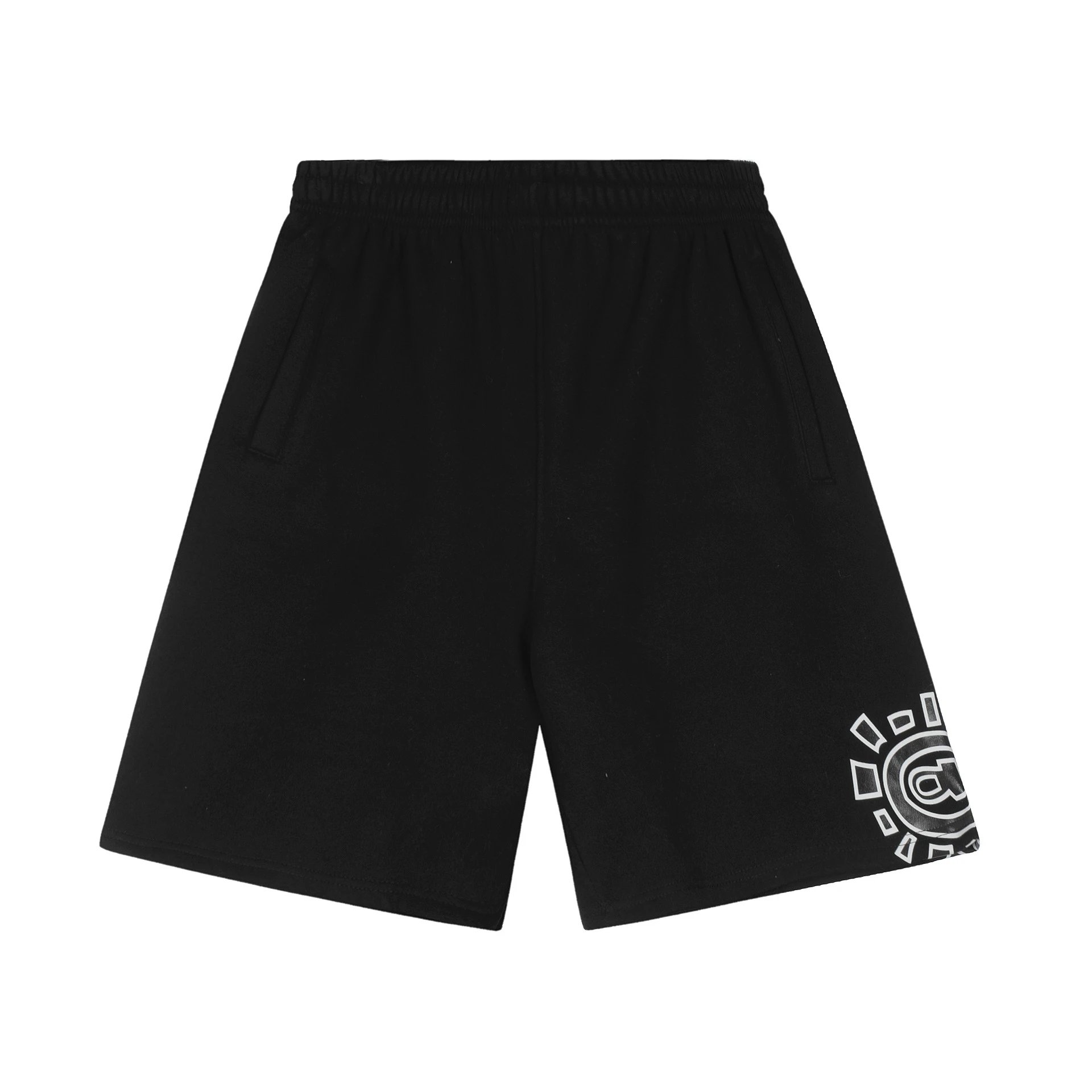 A&D Shorts Sun logo print — AD209 (black seal, black