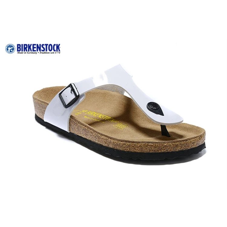 Birkenstock Sandals Gizeh Buckle Thong — 801 white mirror with a black background
