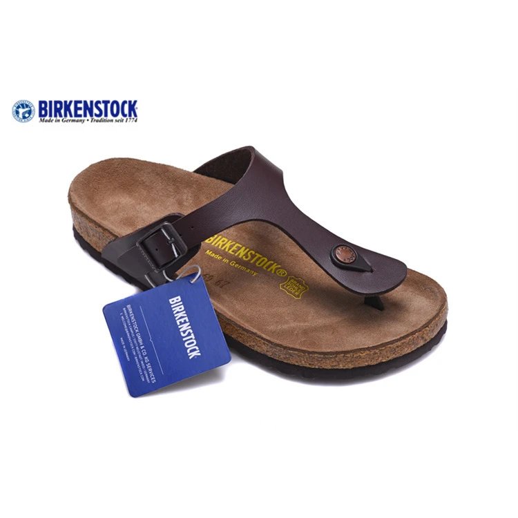 Birkenstock Sandals Gizeh Buckle Thong — 801 Dark Brown Matte Leather Surface