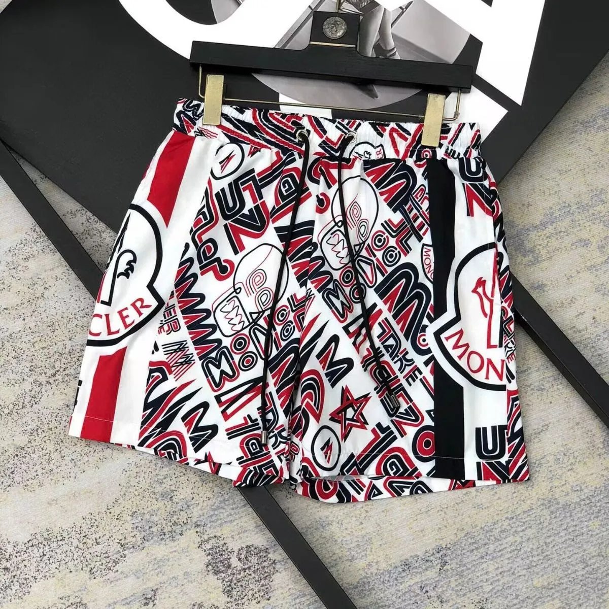 Moncler White Graphic Print Shorts