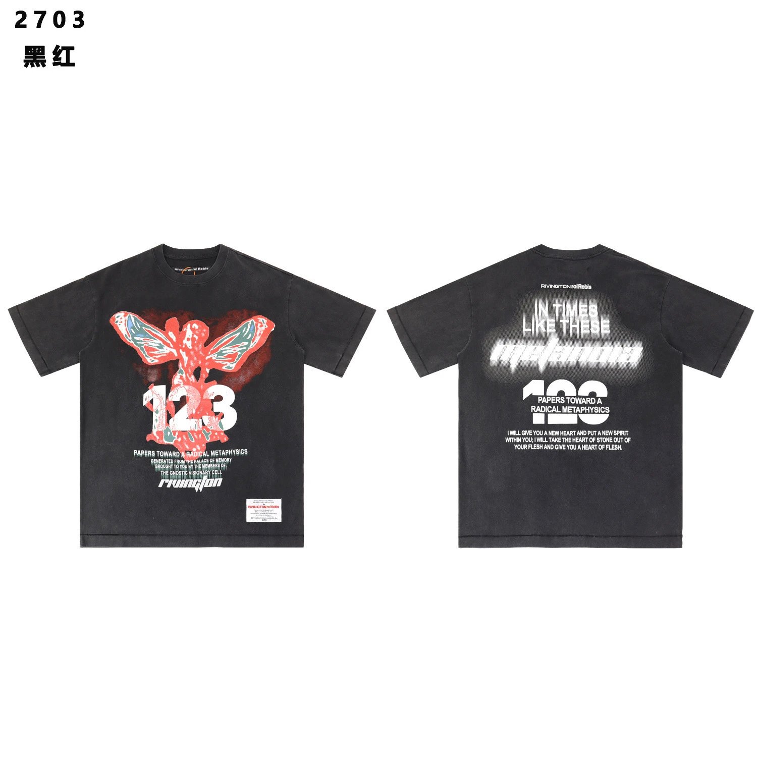 Rivington Roi Rebis T-Shirts Washed Graphic Print — 2703 black