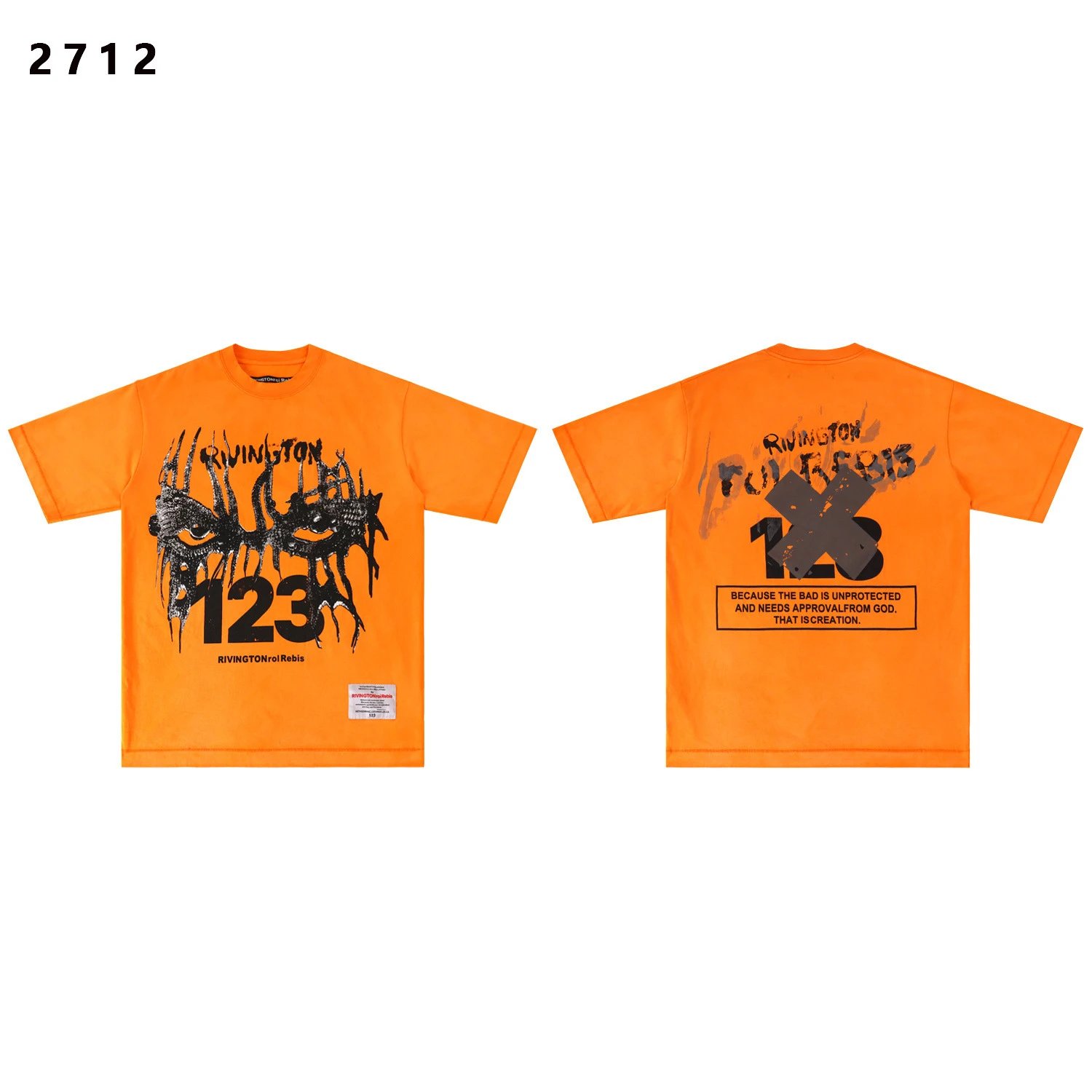 Rivington Roi Rebis T-Shirts Washed Graphic Print — 2712 Orange