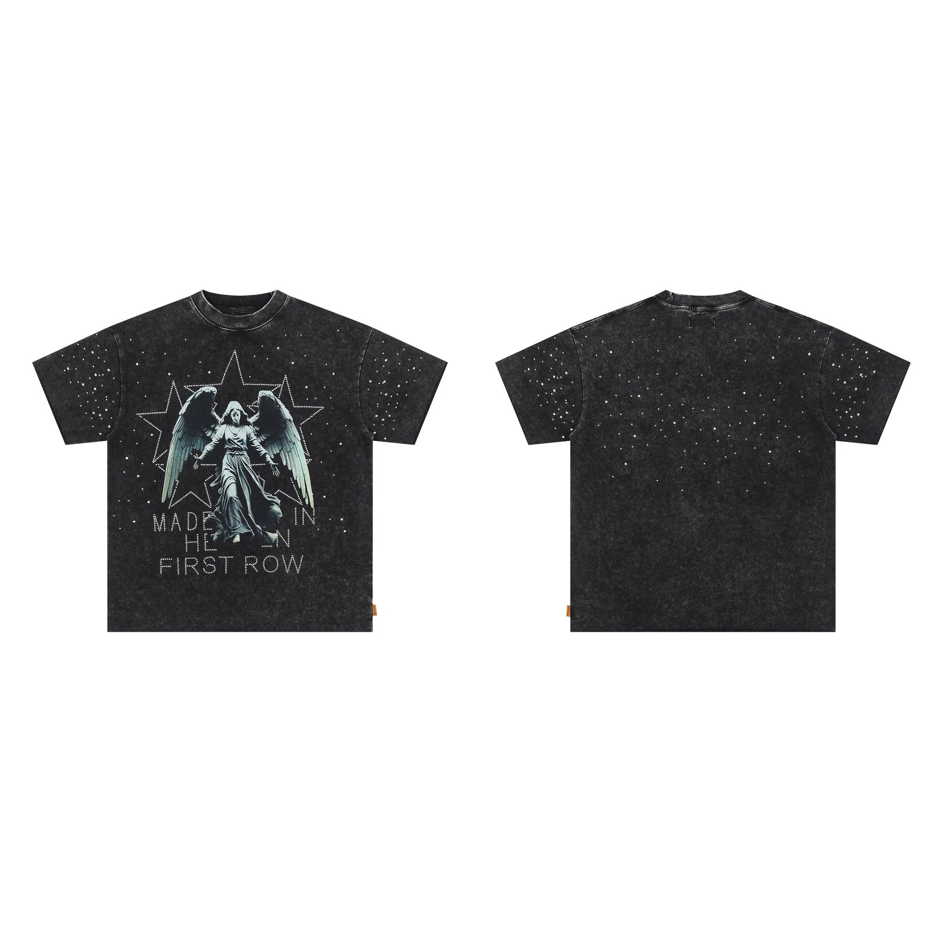 FIRST ROW T-Shirts Graphic Print — F 516#Hot-fix rhinestones