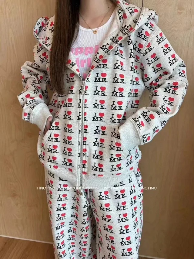 Ashley Williams Hoodies & Sweatshirts Zip-Up Hoodie with I Heart Me Print product detail image 16