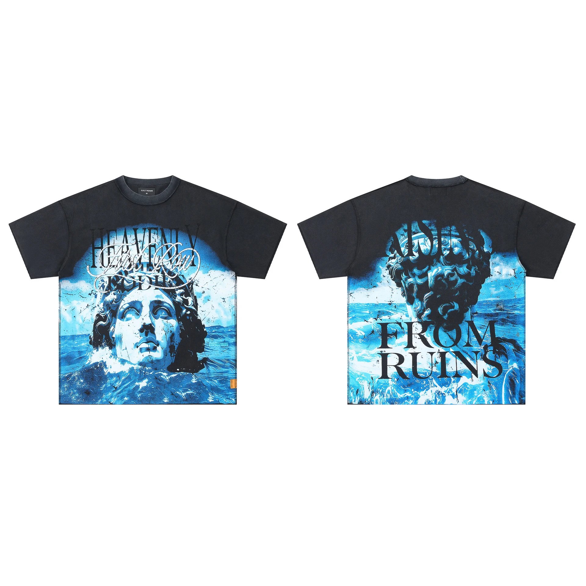 FIRST ROW T-Shirts Graphic Print — F 523#Rhinestone to make it old