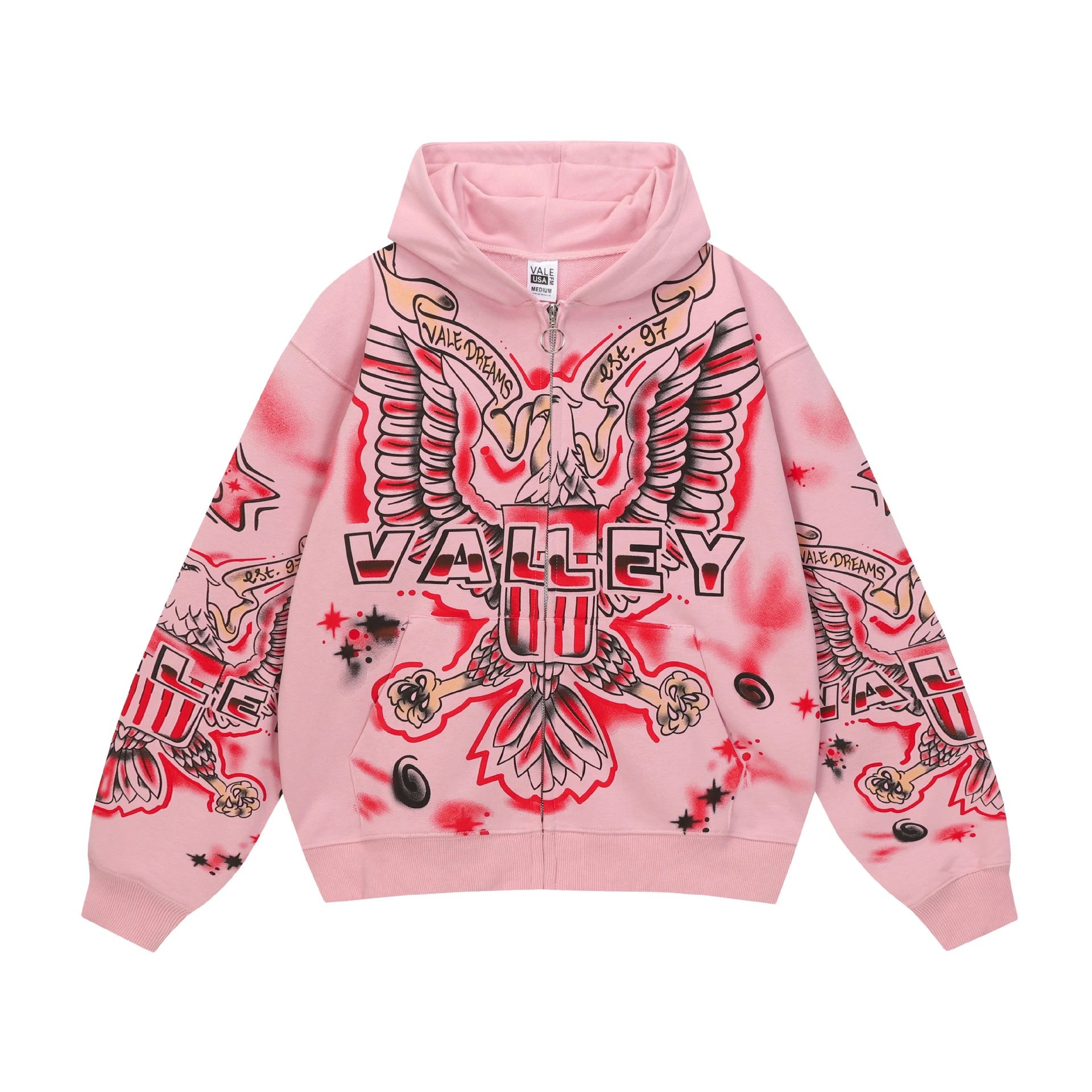 Vale USA Hoodies & Sweatshirts Graphic Print Zip-Up Hooded Sweatshirt image 5