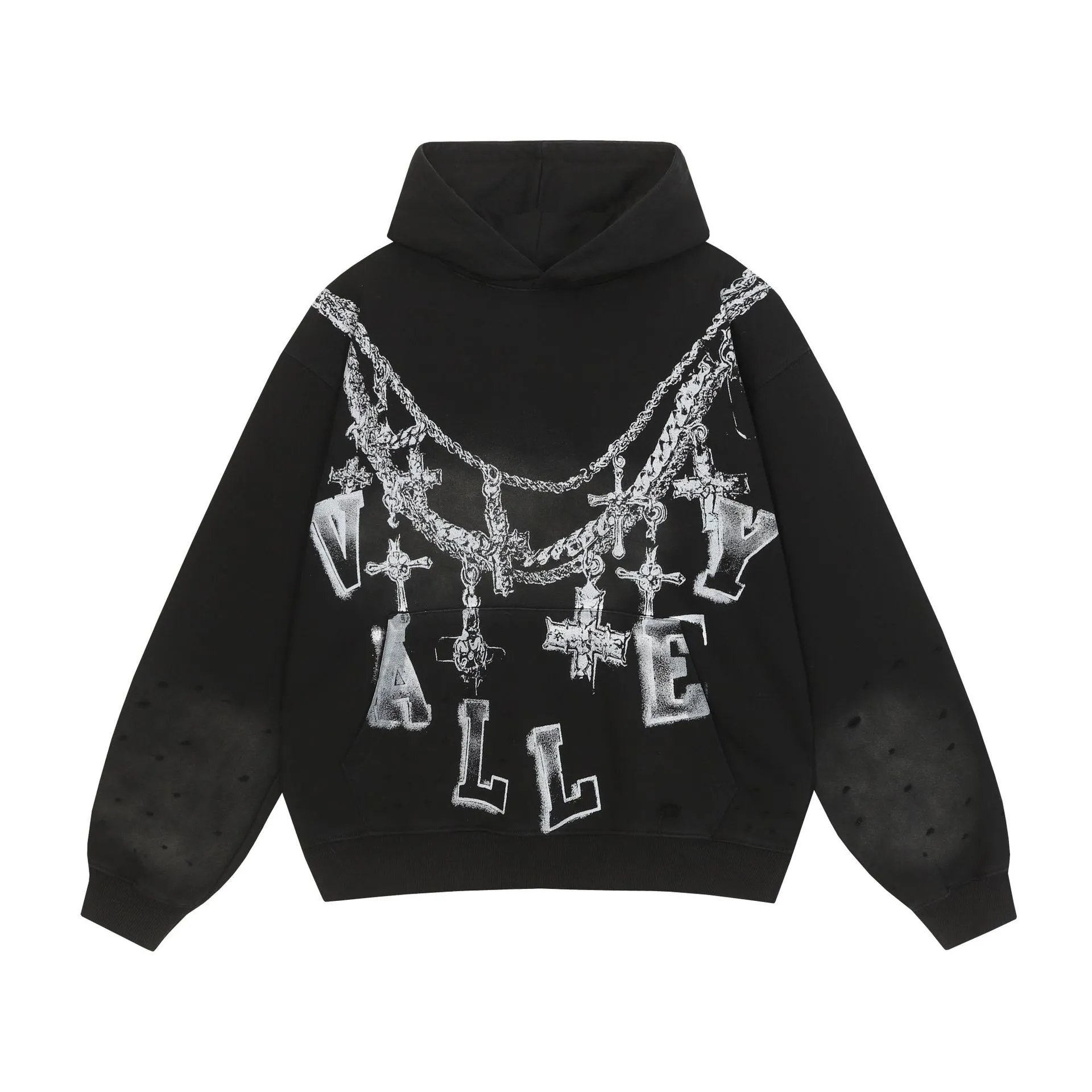 Vale USA Hoodies & Sweatshirts Graphic Print Zip-Up Hooded Sweatshirt — ZFZD3447 black
