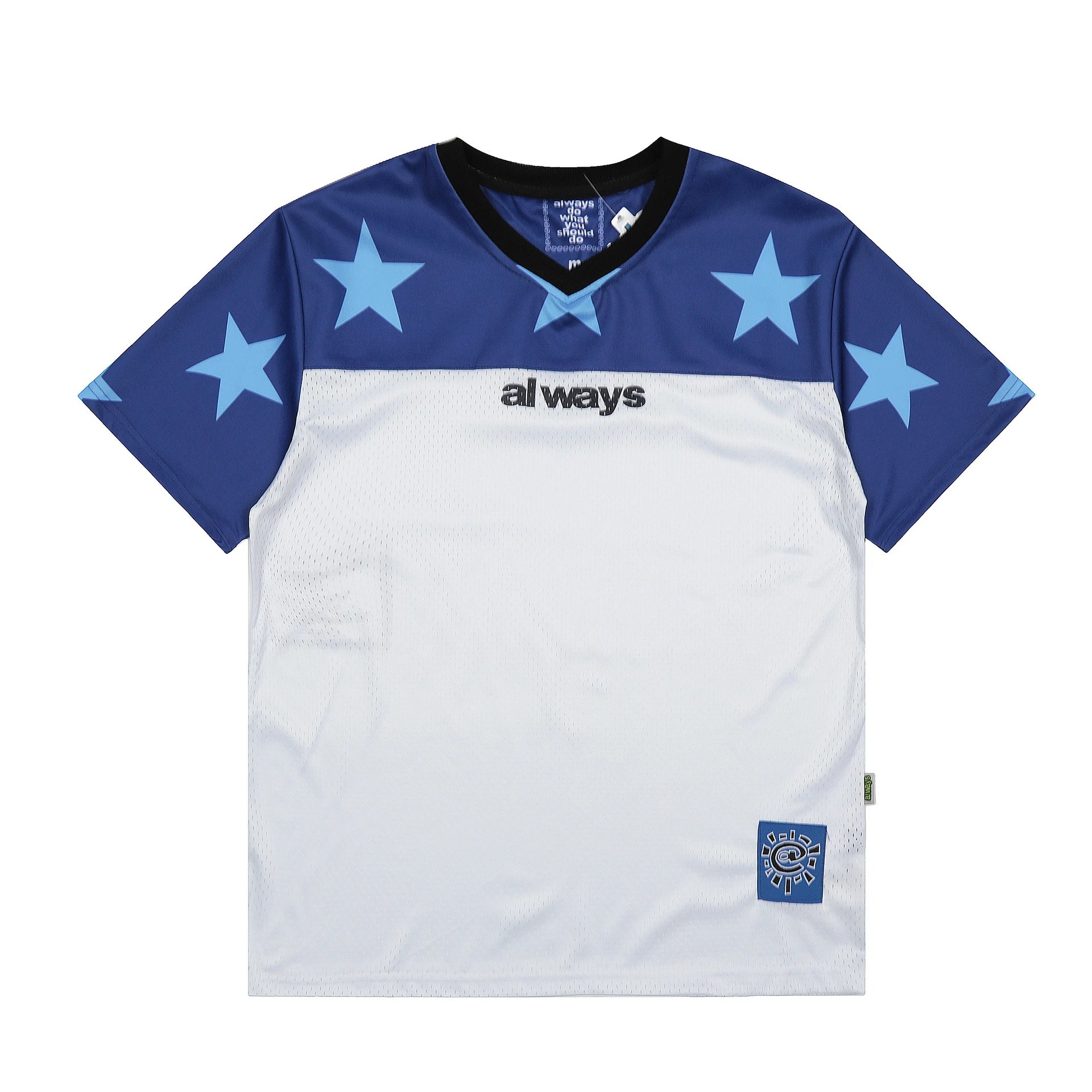 A&D Shorts Sun logo print — AD 216 White with blue