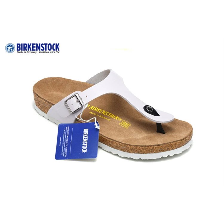 Birkenstock Sandals Gizeh Buckle Thong — 801 matte leather, white sole