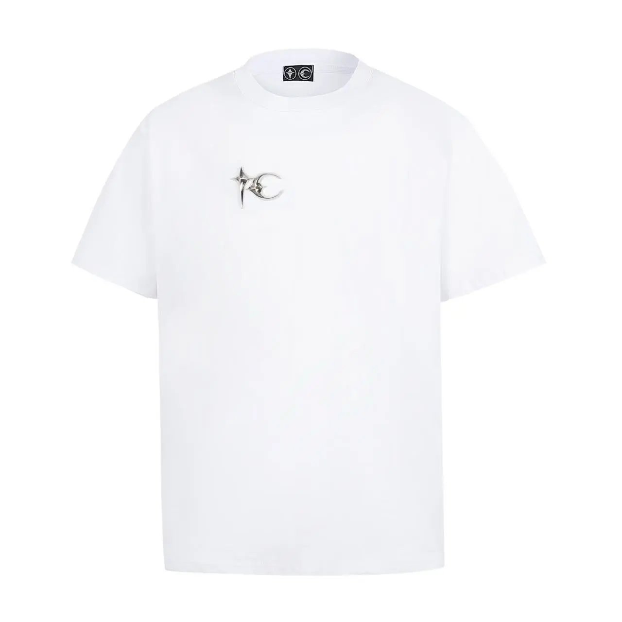 Unbranded T-Shirts Star and crescent moon graphic — Metallic white