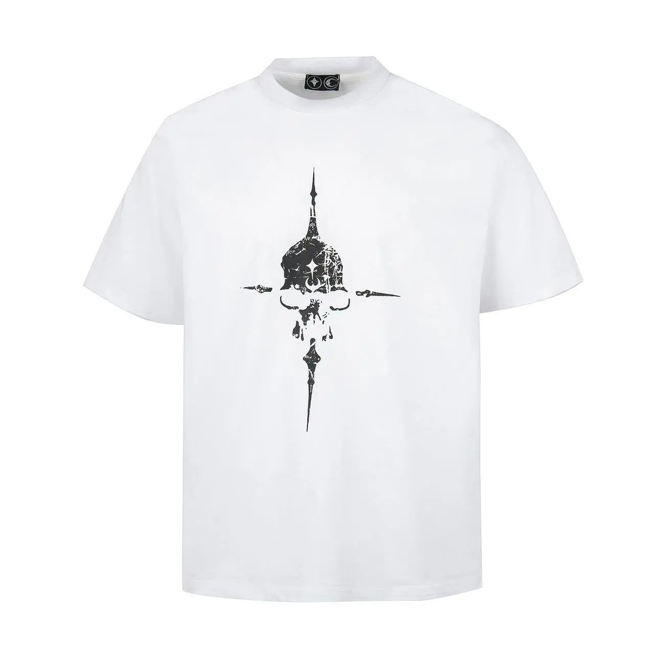 Unbranded T-Shirts Star and crescent moon graphic — Skull White