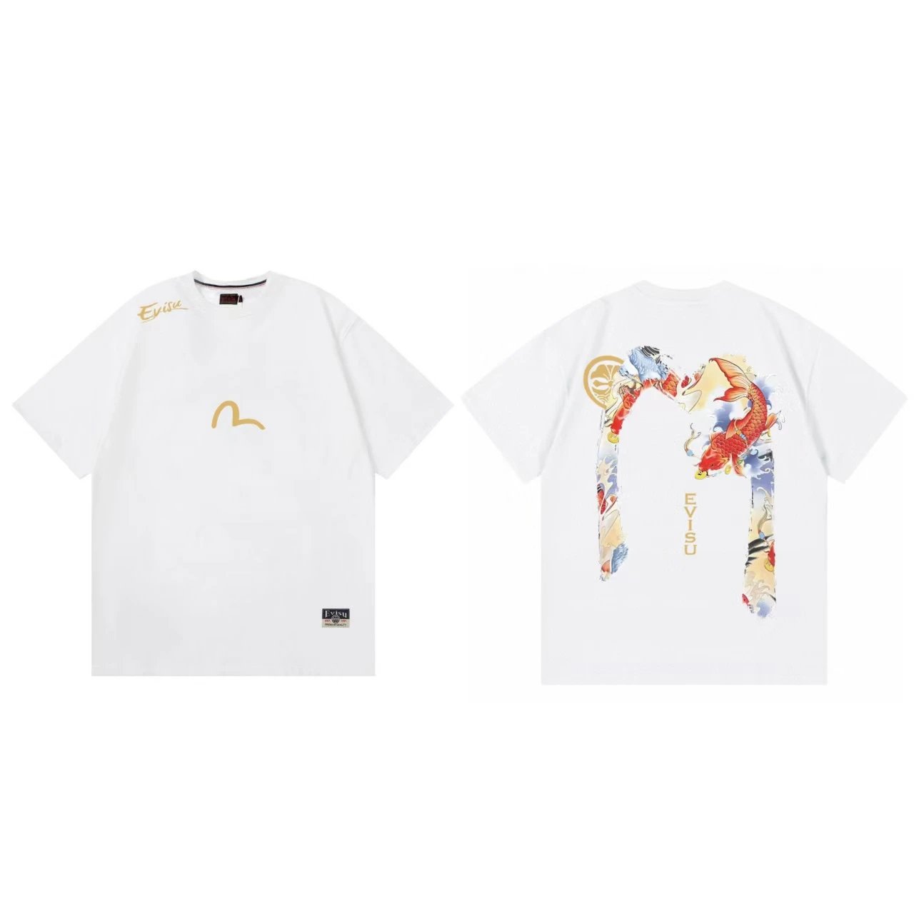 Evisu T-Shirts Short-Sleeve Graphic Print T-Shirt — white F 238