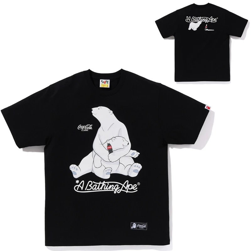 A Bathing Ape T-Shirts Head Graphic Short-Sleeve T-Shirt — 723 Black Cola