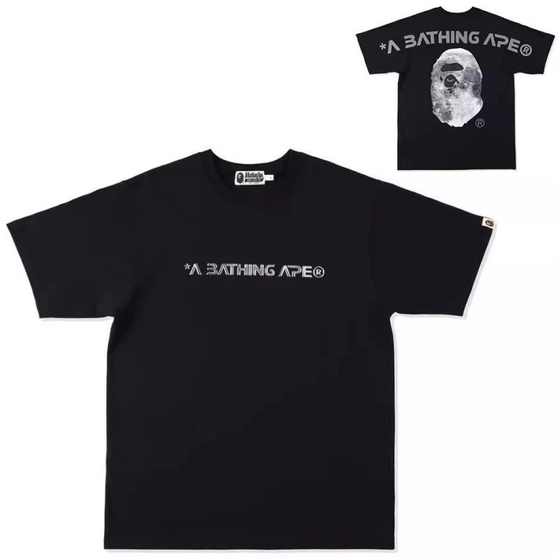 A Bathing Ape T-Shirts Head Graphic Short-Sleeve T-Shirt — 712 Black Moon