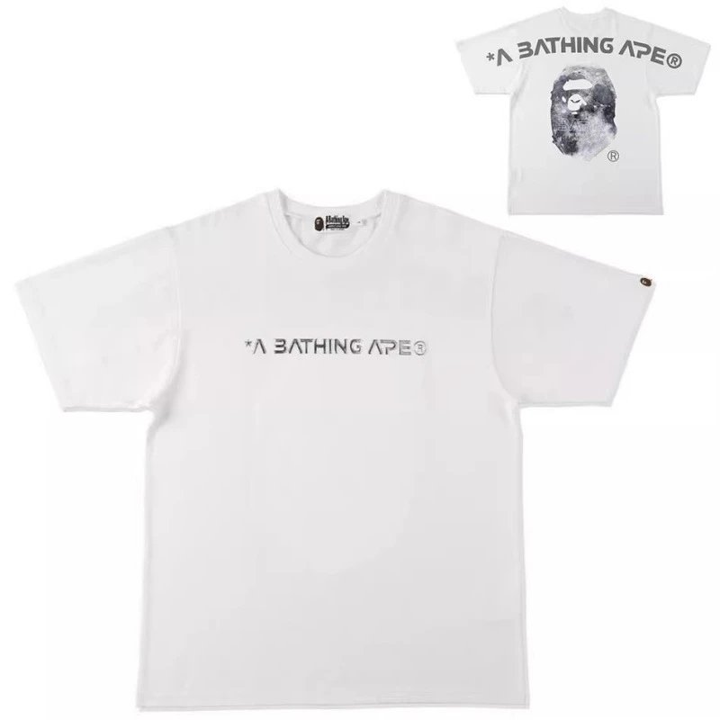 A Bathing Ape T-Shirts Head Graphic Short-Sleeve T-Shirt — 712 The White Moon