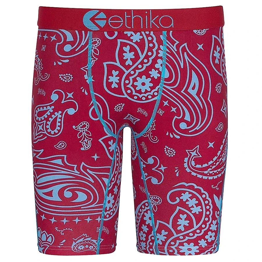 Ethika Underwear Printed Boxer Briefs — Red cashew flower