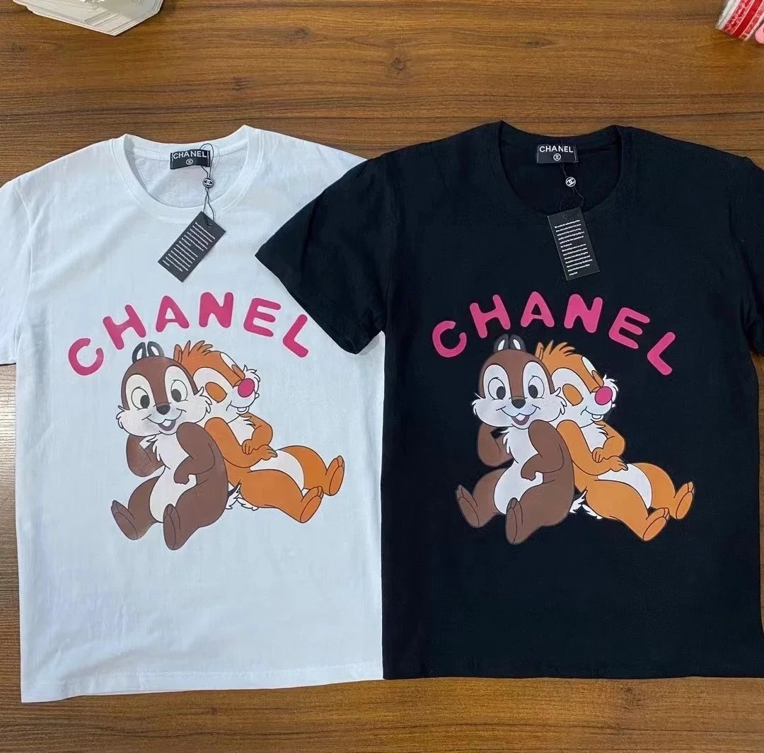Chanel T-Shirts Short-Sleeve Logo Print — 13 white