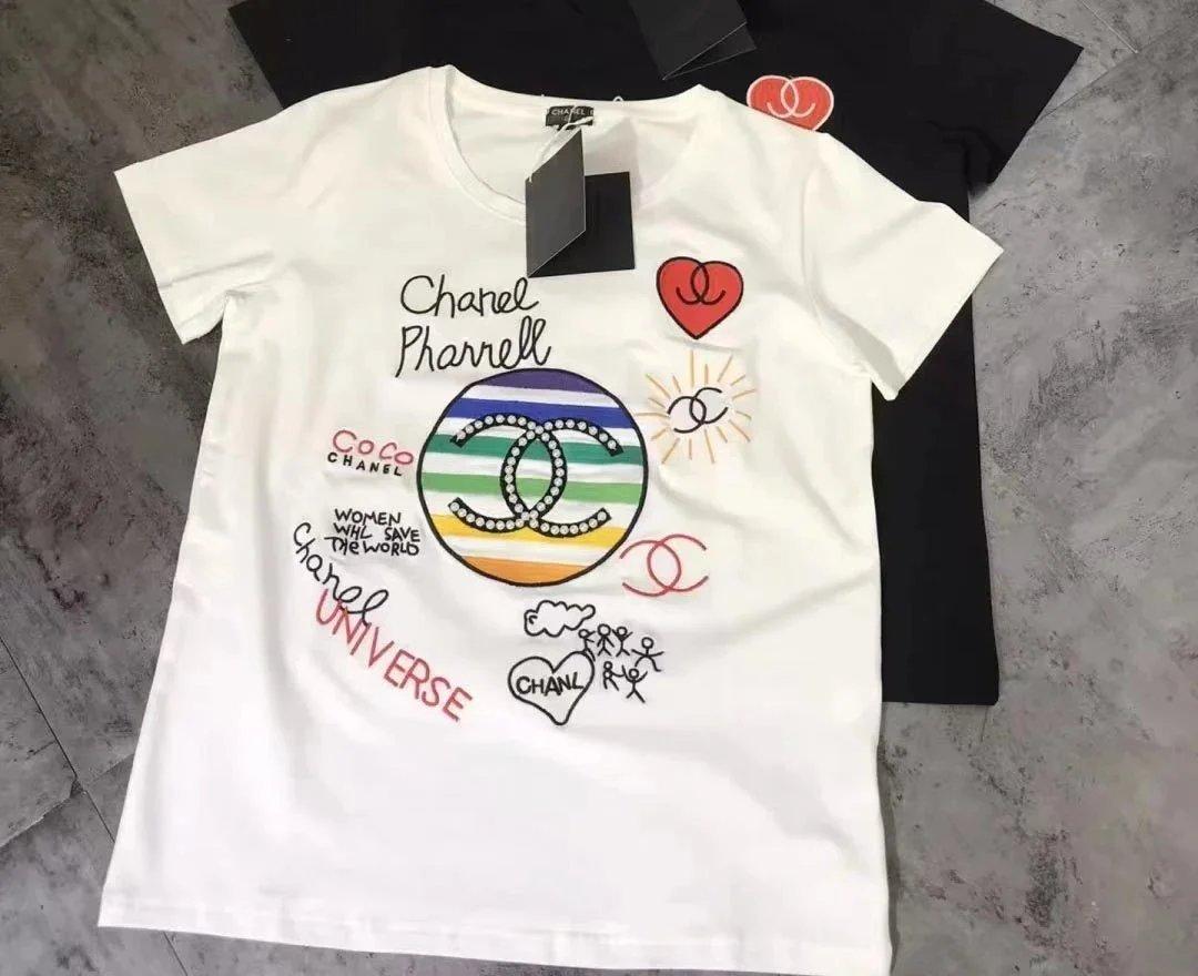 Chanel T-Shirts Short-Sleeve Logo Print — 17