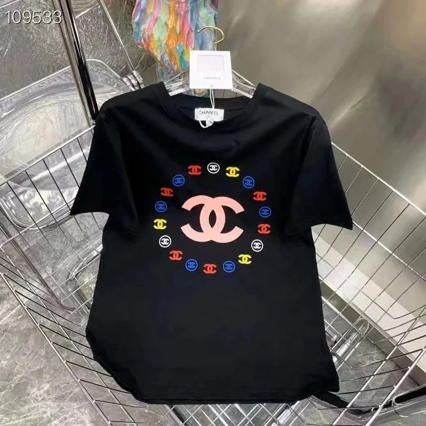Chanel T-Shirts Short-Sleeve Logo Print — 21