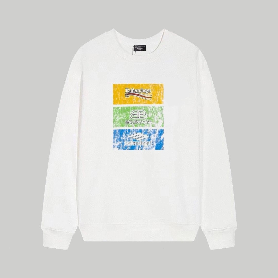 Balenciaga Hoodies & Sweatshirts Crewneck logo-print sweatshirt — 173 white