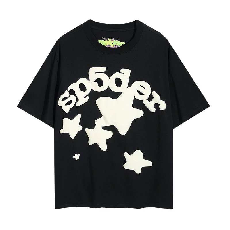 Sp5der T-Shirts Spiderweb Graphic Short-Sleeve T-Shirt — 6009#Black
