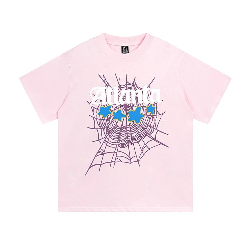Sp5der T-Shirts Spiderweb Graphic Short-Sleeve T-Shirt — 69616 Pink