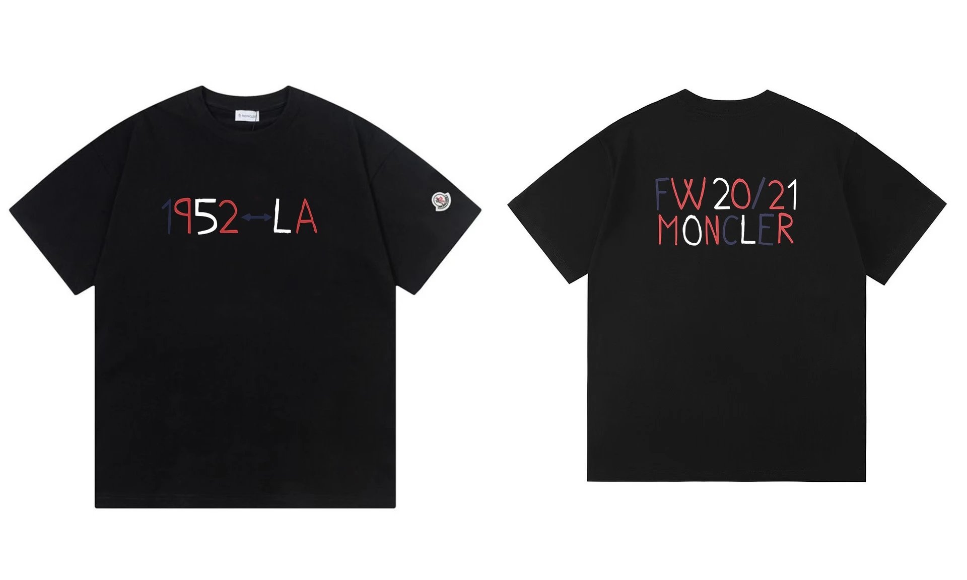 Moncler T-Shirts Short-Sleeve Graphic Print — M 2034 Black