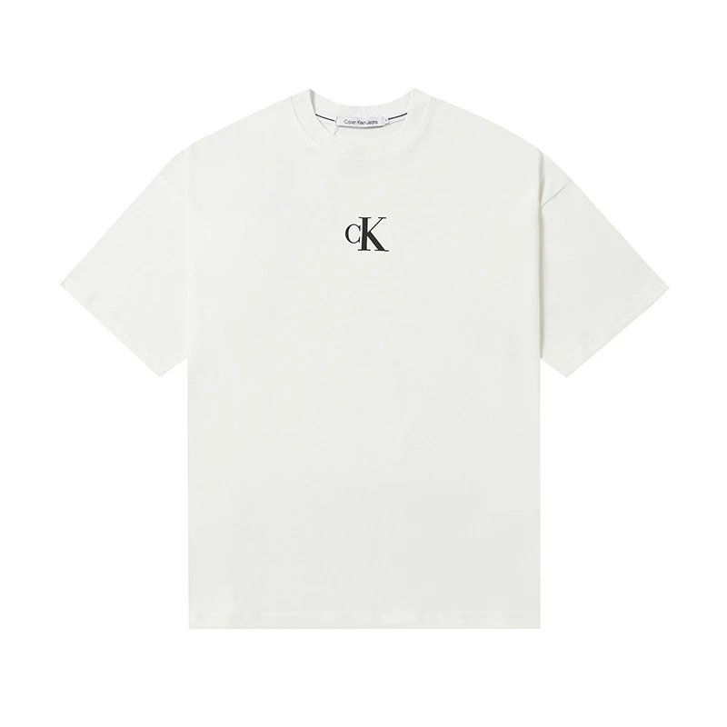 Calvin Klein T-Shirts Logo-print crew-neck short-sleeve — 502 white