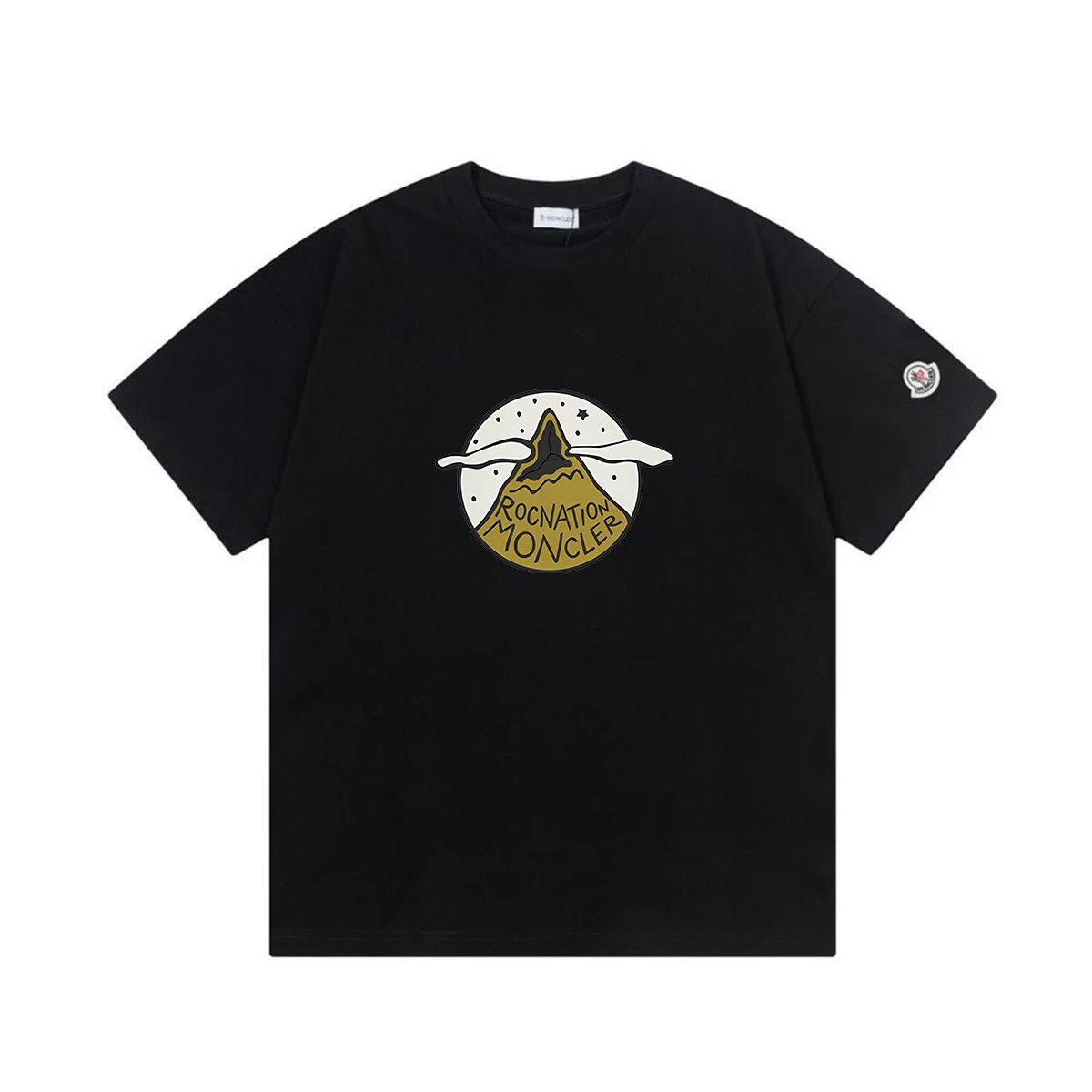 Moncler T-Shirts Short-Sleeve Graphic Print — M 2028 Black