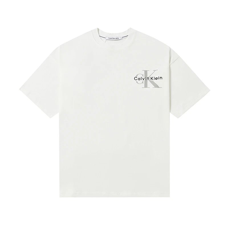 Calvin Klein T-Shirts Logo-print crew-neck short-sleeve — 504 white