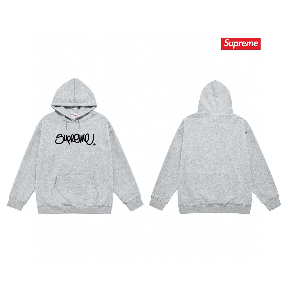Supreme Hoodies & Sweatshirts Fleece-lined pullover hoodie with distorted logo — 77-3 Fleece-lined style