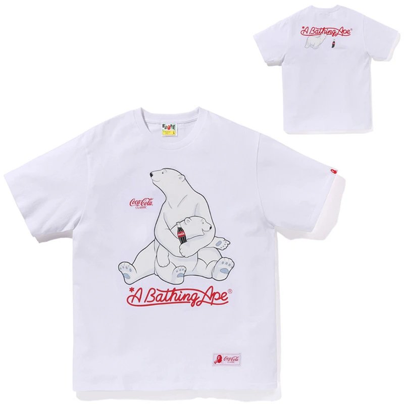 A Bathing Ape T-Shirts Head Graphic Short-Sleeve T-Shirt — 723 white cola