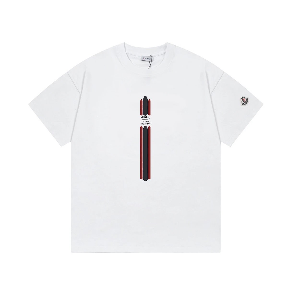Moncler T-Shirts Short-Sleeve Graphic Print — M 2030 white