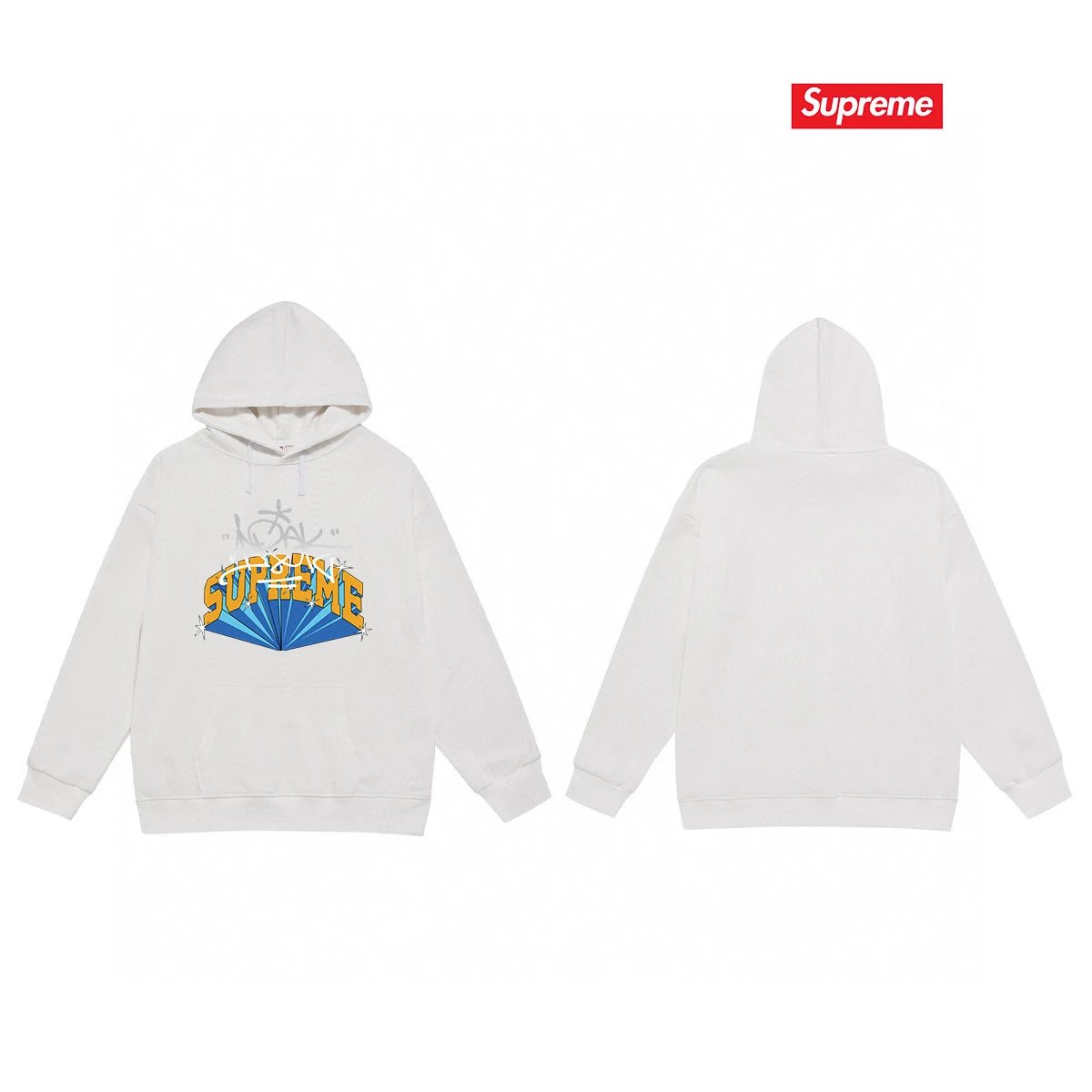 Supreme Hoodies & Sweatshirts Fleece-lined pullover hoodie with distorted logo — 80-1 Fleece-lined style