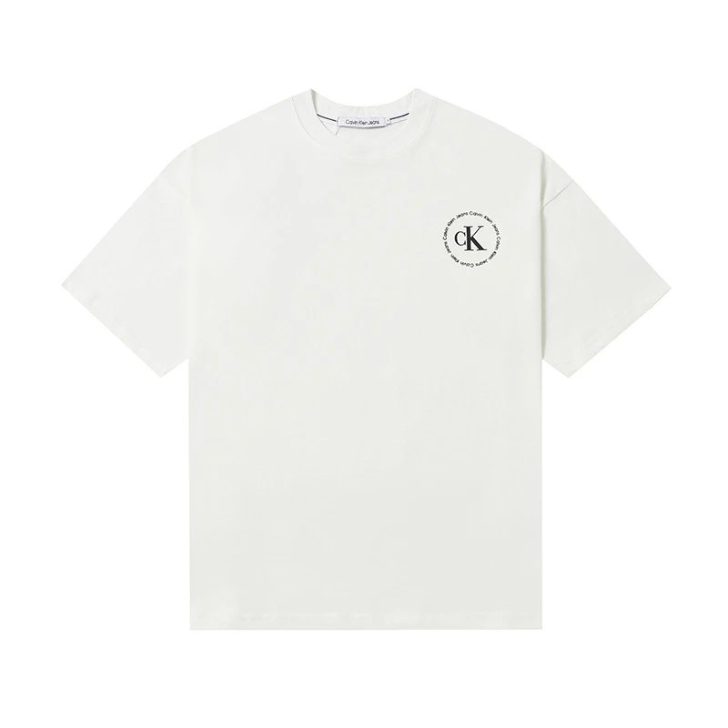 Calvin Klein T-Shirts Logo-print crew-neck short-sleeve — 509 white