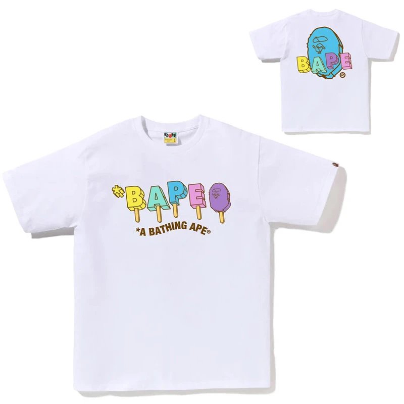 A Bathing Ape T-Shirts Head Graphic Short-Sleeve T-Shirt — 719 white