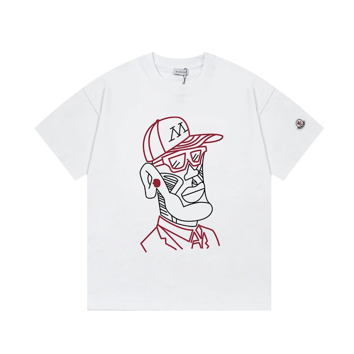 Moncler T-Shirts Short-Sleeve Graphic Print — M 2035 white