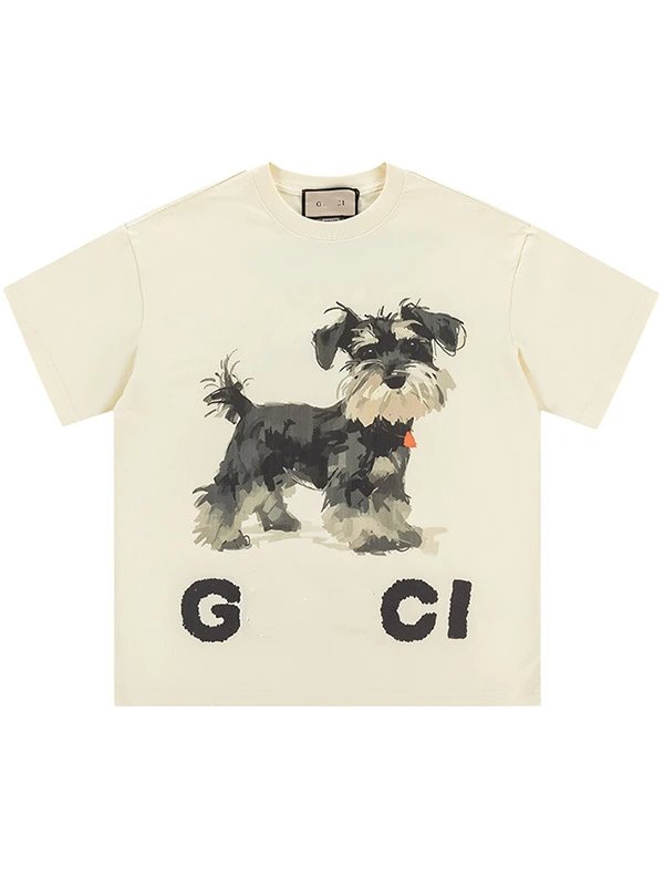 Gucci Hippo and Flamingo Print Cream T-Shirt - 7