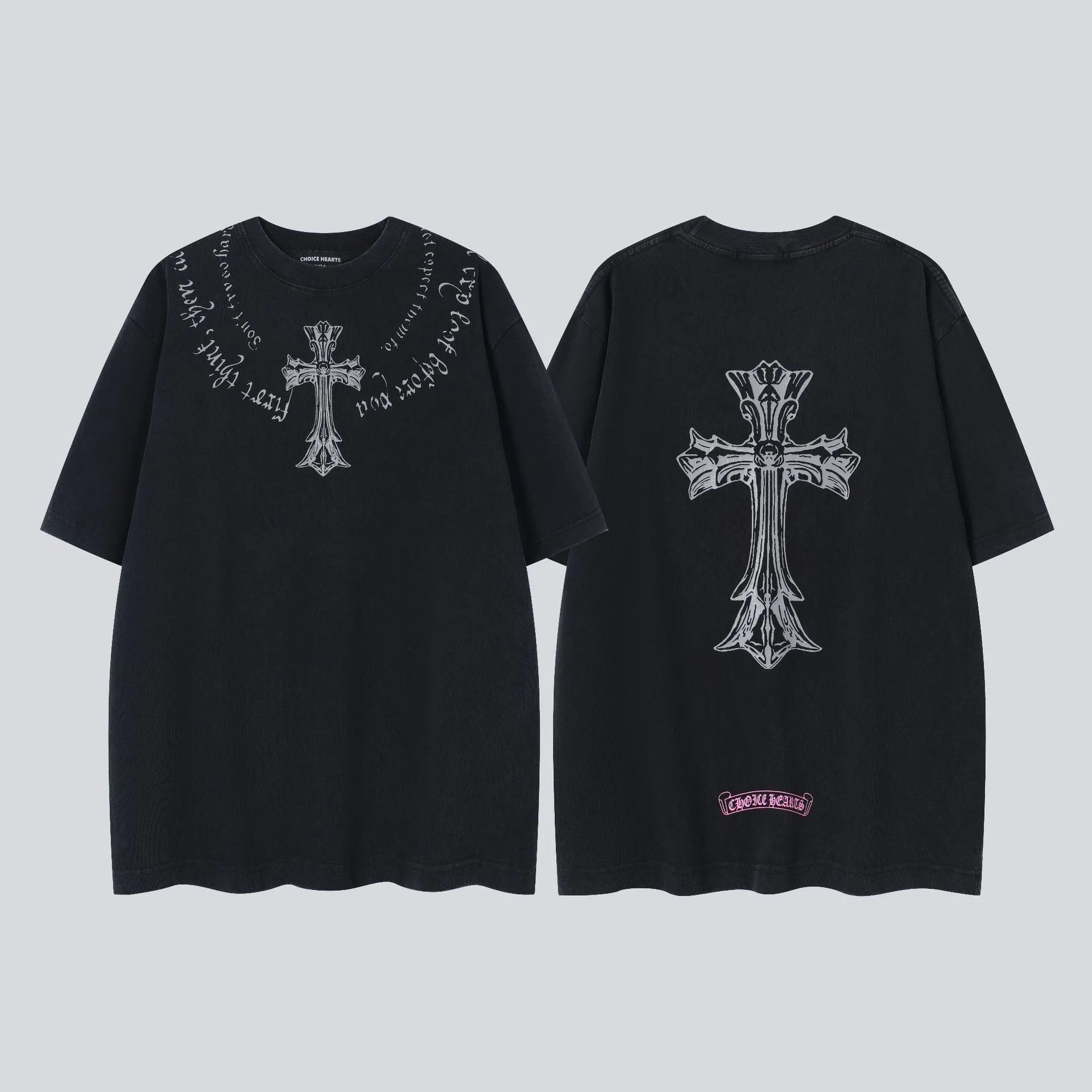 Chrome Hearts Cross Embroidered Distressed White T-Shirt - 31