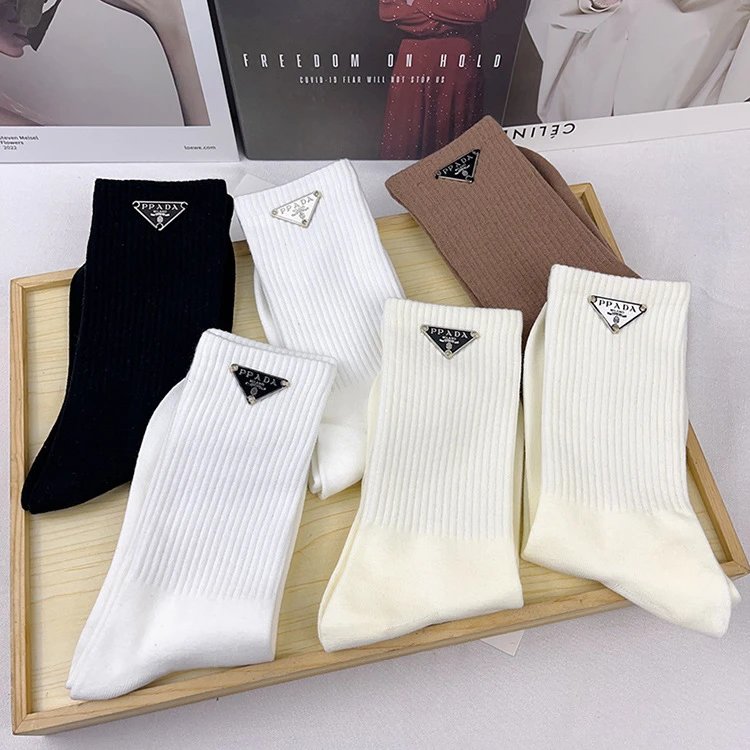 Prada Logo-Embellished Ribbed Cotton Socks White - 2