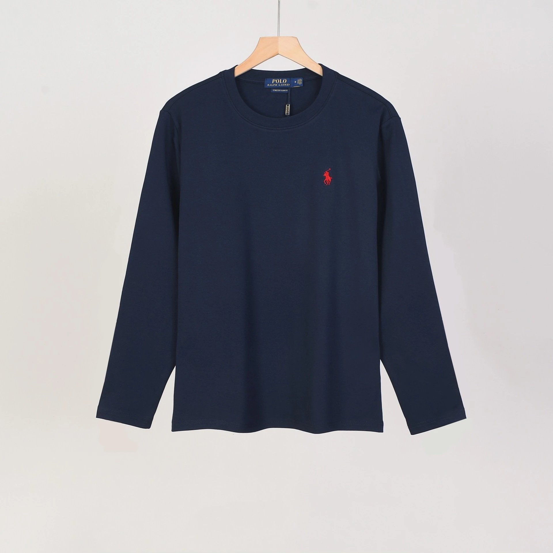 Polo Ralph Lauren T-Shirts Long-Sleeve Crew-Neck Embroidered Logo — 1510 Dark blue