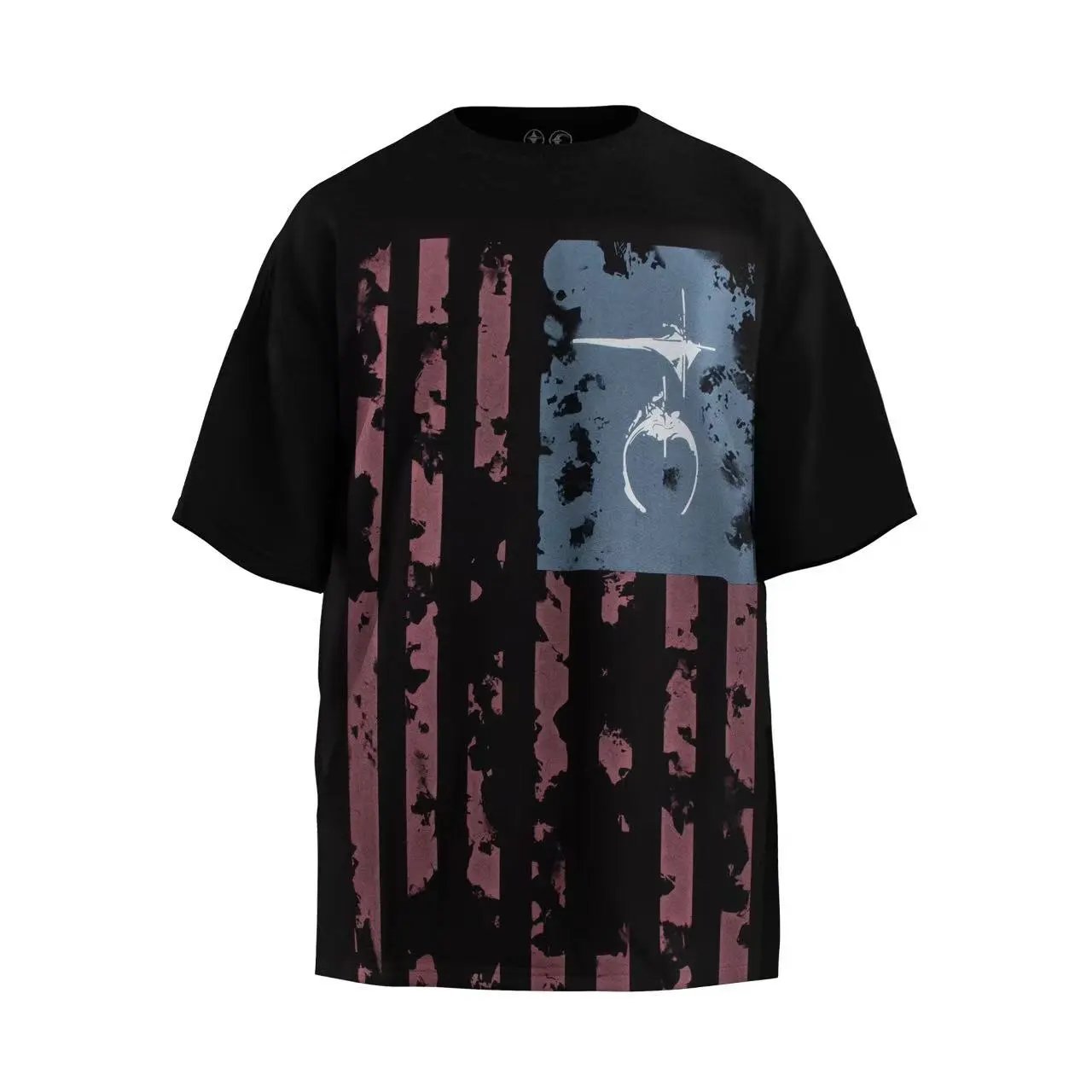 Unbranded T-Shirts Star and crescent moon graphic — Tie-dye black